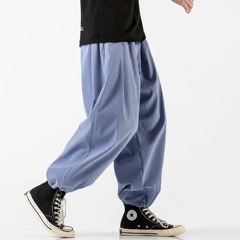 

2021 New Design Drawstring Harem Pants Men Baggy Jogging Pants Japanese Men Crotch Wide Leg Pants Male Casual Loose Trousers