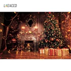 Laeacco новогодний Фотофон Рождественская елка камин подарки свечи зеркальные огни фотофоны Фото фоны плакаты