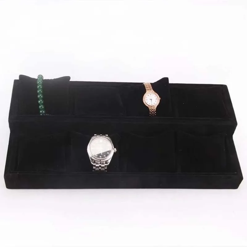 

Velvet Stackable Jewelry Watch Store Display Showcase Holder Organizer Storage Trays with 12 Grids Pillow Tray