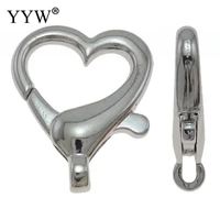 wholesale 25pcs heart design silver color tone lobster clasp clips key split ring 22x26x5mm findings clasps for keychains making