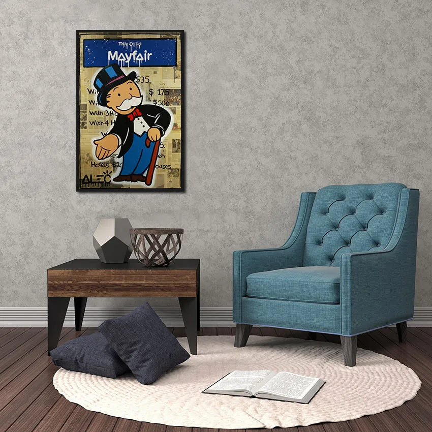 

Cartoon Canvas Wall Art Hand Drawn Cartoon Animated Character White Beard Gentleman Old Newspaper Top Hat Cane Home Decor Poster