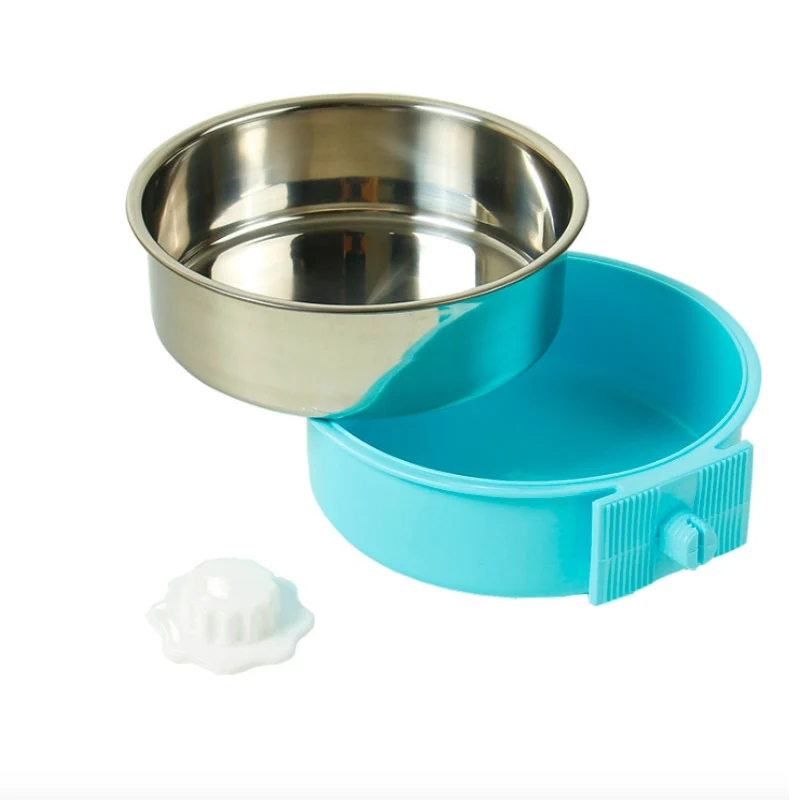Клетка Настенный Круглый Нержавеющая сталь миска для кошек и собак подача воды