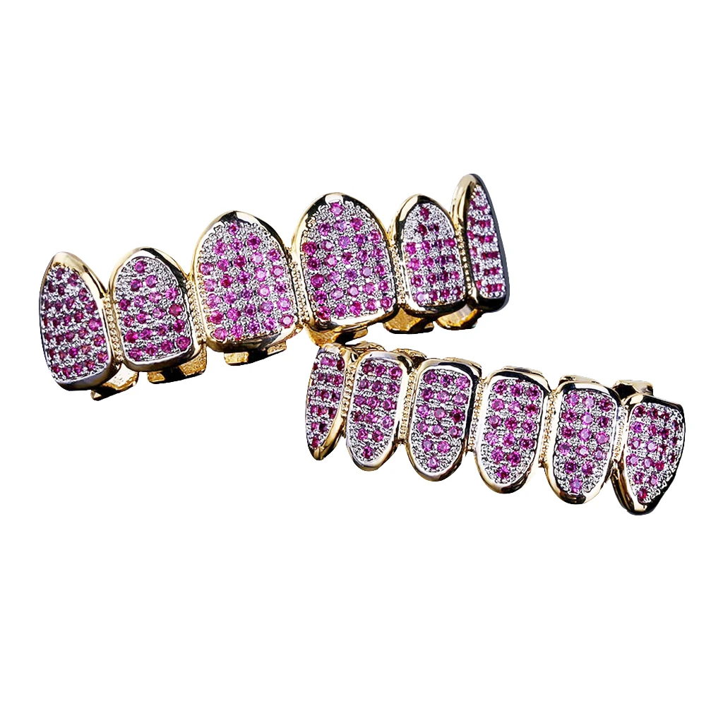 Полностью хрустальные стразы грили 6 верхних и нижних крышек для рта набор грилей