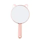 Симпатичная ручка зеркало для макияжа, ручное зеркало для путешествий, розовое золото, круглое зеркало, косметическое зеркало, портативный инструмент для макияжа
