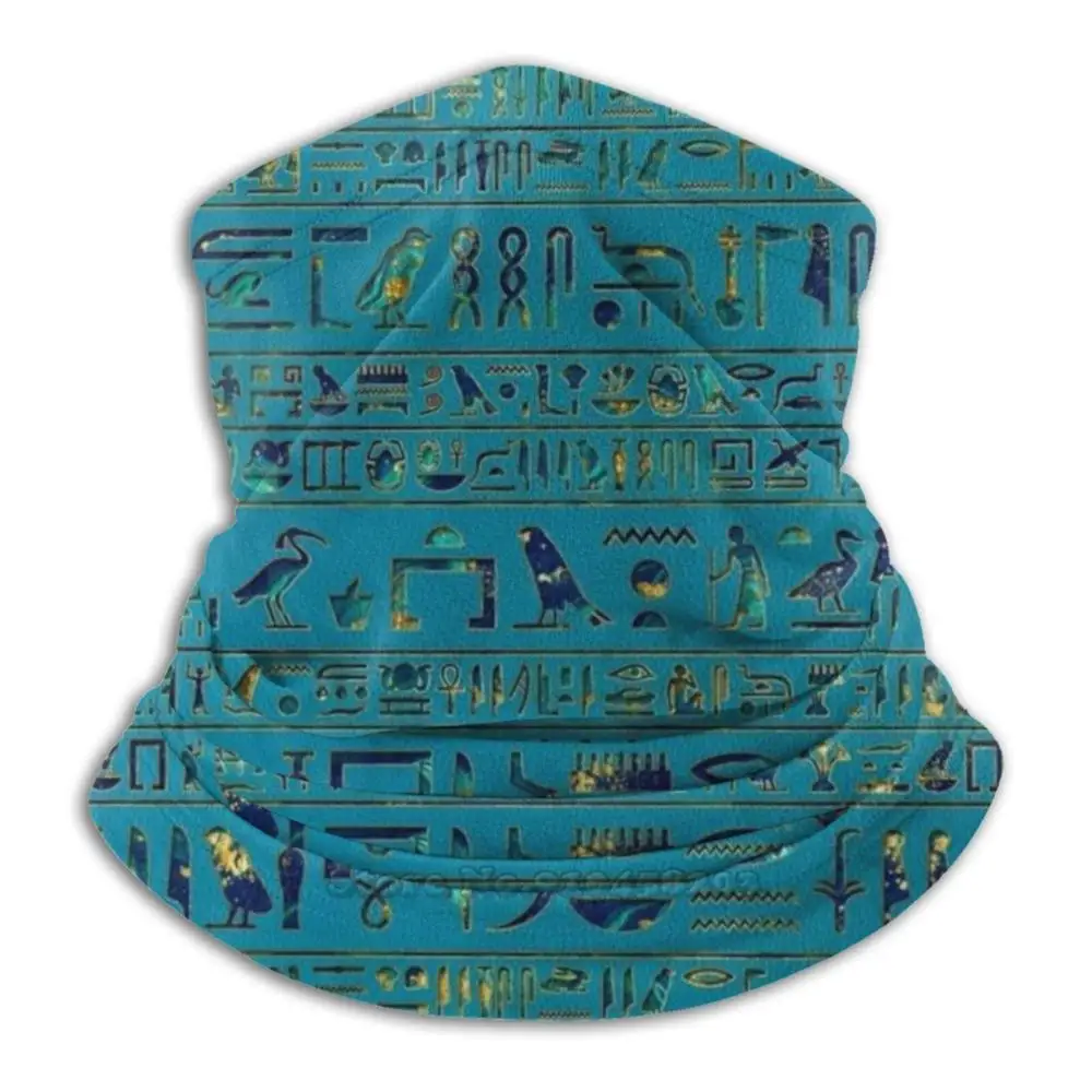 

Egyptian Hieroglyphs On Teal Leather Texture Bandana Scarf Mask Scarfs Neck Warmer Headwear Egyptian Hieroglyphs Hieroglyphs