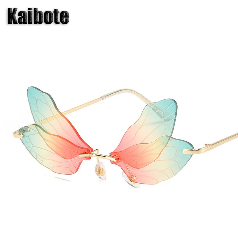

Kaibote S-16120 Personalized Dragonfly Wing Sunglasses for Ladies Dance Catwalk Show Eyeglasses with Exaggerated Dradient Shades