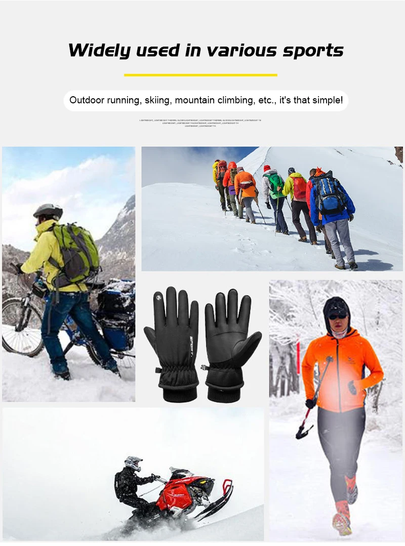 

WorthWhile Winter Cycling Gloves Bicycle Warm Touchscreen Full Finger Gloves Waterproof Outdoor Bike Skiing Motorcycle Riding
