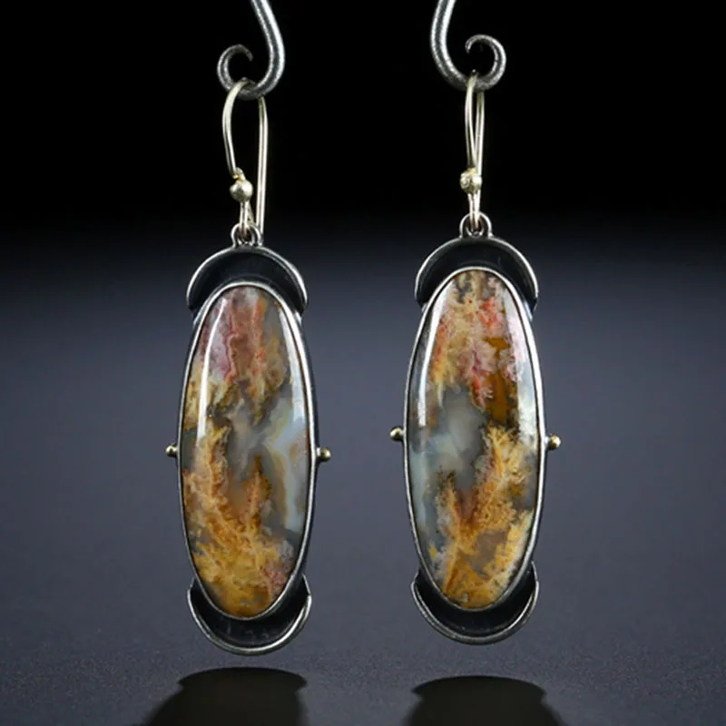 Женские серьги подвески в этническом стиле Boho винтажные овальные 2019