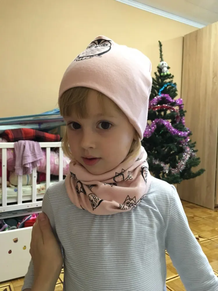 Новая весенне-Осенняя шапка для девочек, шарф, комплект с рисунком совы, звезды, лебедя, шапка для маленьких мальчиков и девочек, детская шляпа, шарф-воротник, комплект хлопковой детской шапки