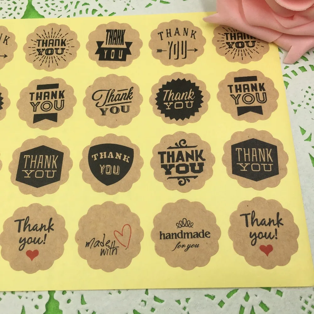 500 шт./лот крафт бумага спасибо 3 см круглая наклейка с уплотнением