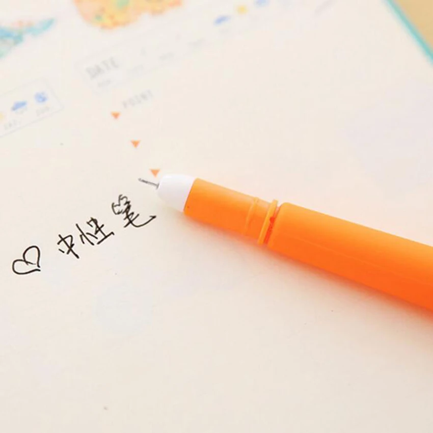 1 PC Creative Cute Black Refill Neutral Pen Stationery Personalized Signature Gel Pens Student Carrot Water-Based with logo | Канцтовары