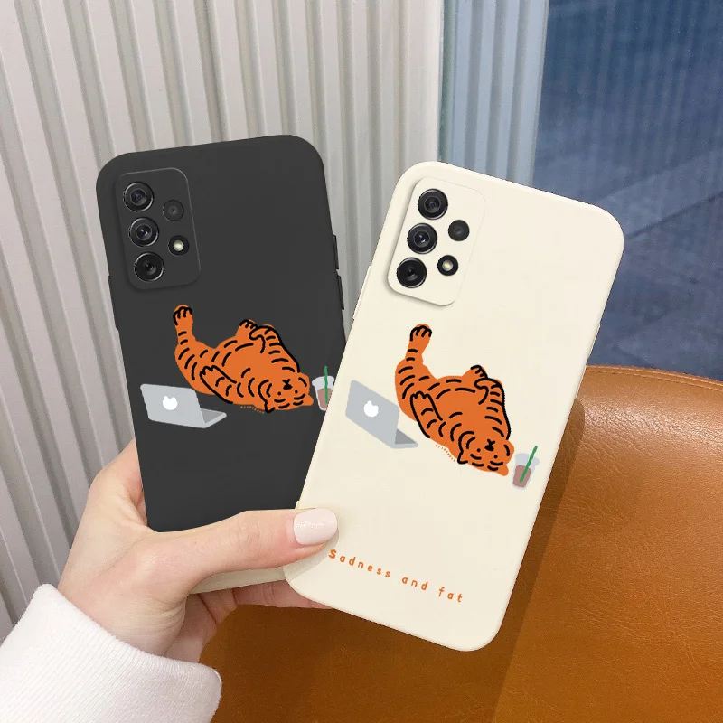 

Unhappy Tiger Case For Samsung A72 A52 A42 A32 A22 A21S A02S A12 A02 A71 A51 A41 A31 S21 S20 FE S10 S9 Ultra Plus Phone Cover