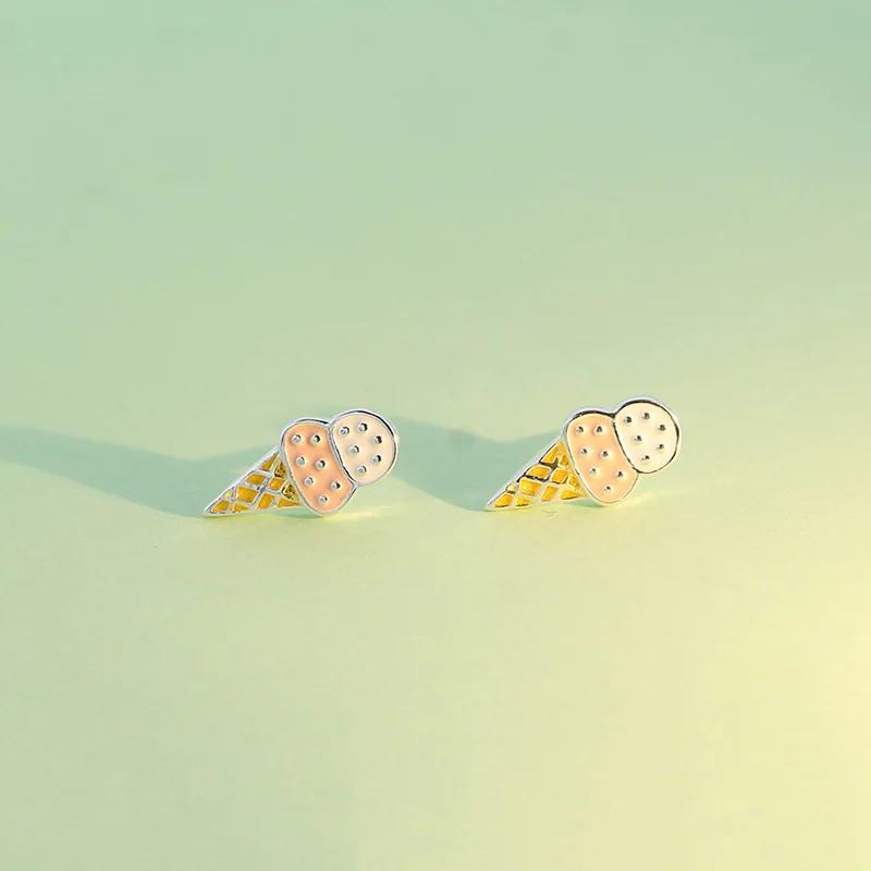 Женские серьги-пусеты в виде мороженого Trusta из 100% стерлингового серебра 925 пробы