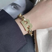 new fashion gold silver color metal letter b bracelets for women thick link chain bracelet fashion jewelry gift to friends