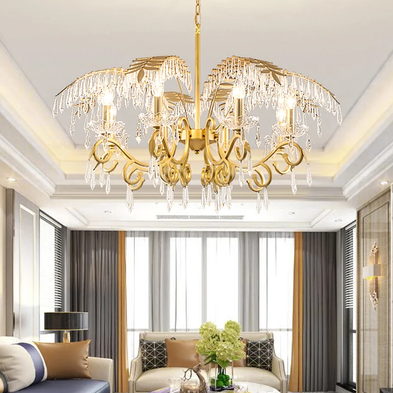 

Crystal Chandelier Indoor Lighting Chandeliers Ceiling For Living Room Bedroom Kitchen Avize Gold Lustre Cristal Light Fixtures