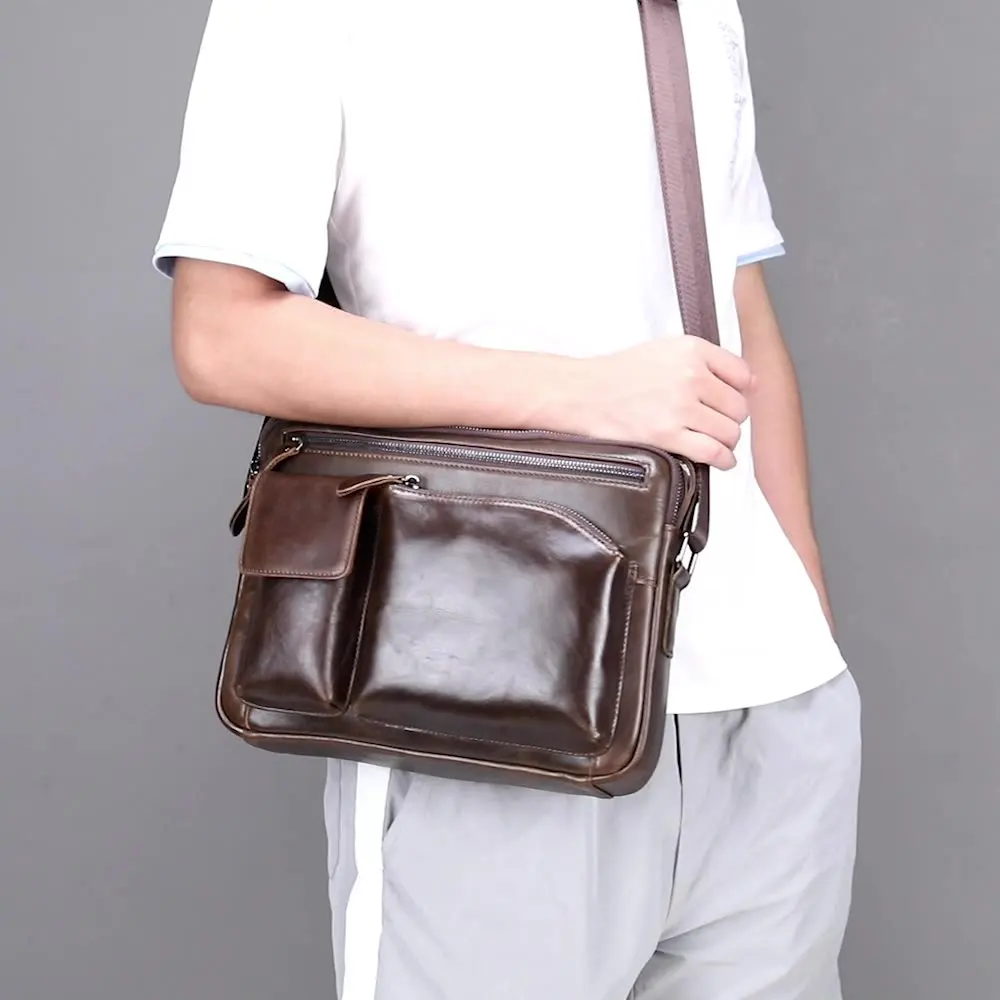 Men Briefcase Genuine Leather Handbag Shoulder Business 14