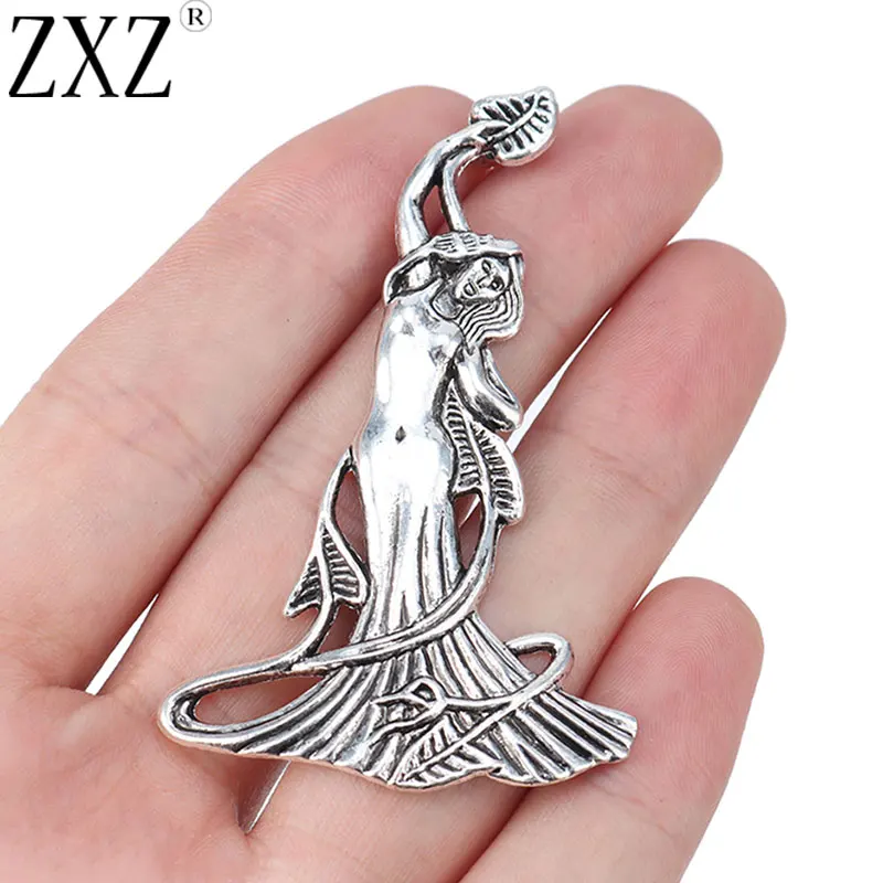 ZXZ 5 шт. подвески в виде большой богини Венеры из тибетского серебра для ювелирных