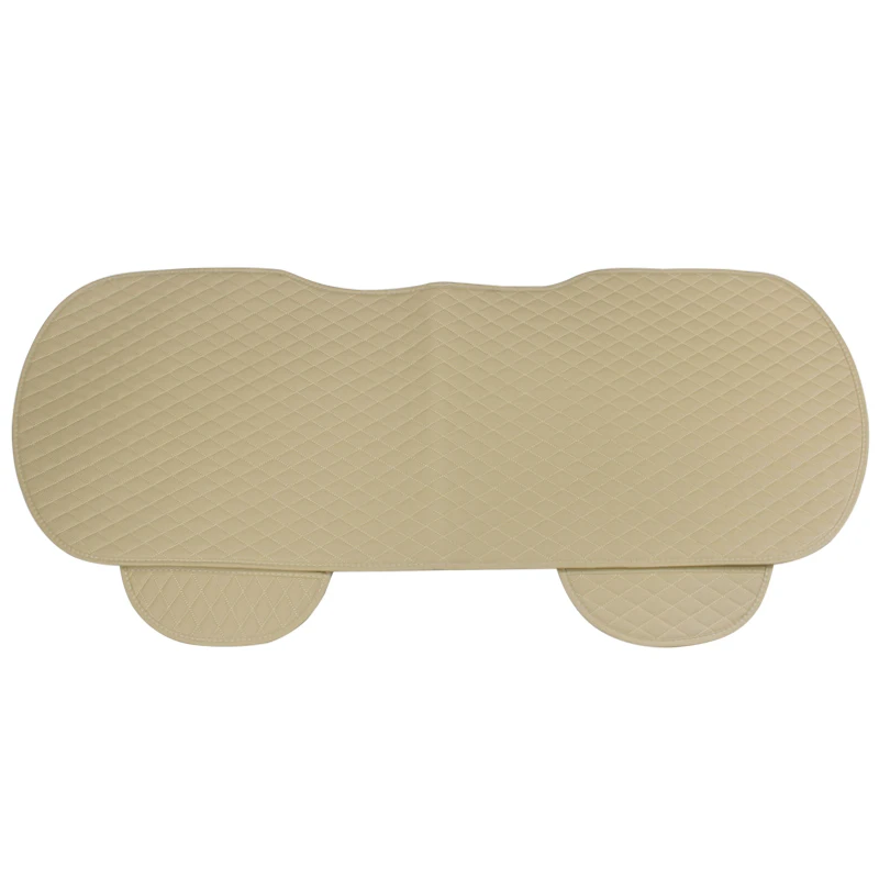 1PCS Rear Beige Универсальный автомобильный чехол на переднее и заднее сиденье, дышащий коврик из искусственной кожи, подушка для 5 сидений, подушка на сиденье для автомобильного кресла - Название цвета: 1PCS Rear Beige