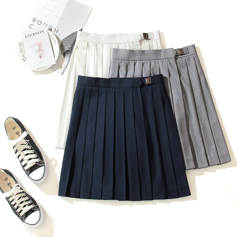 

Для девочек, юбка в складку, однотонные цвета: темно-синий и белый серый Горячая Распродажа Для женщин юбки