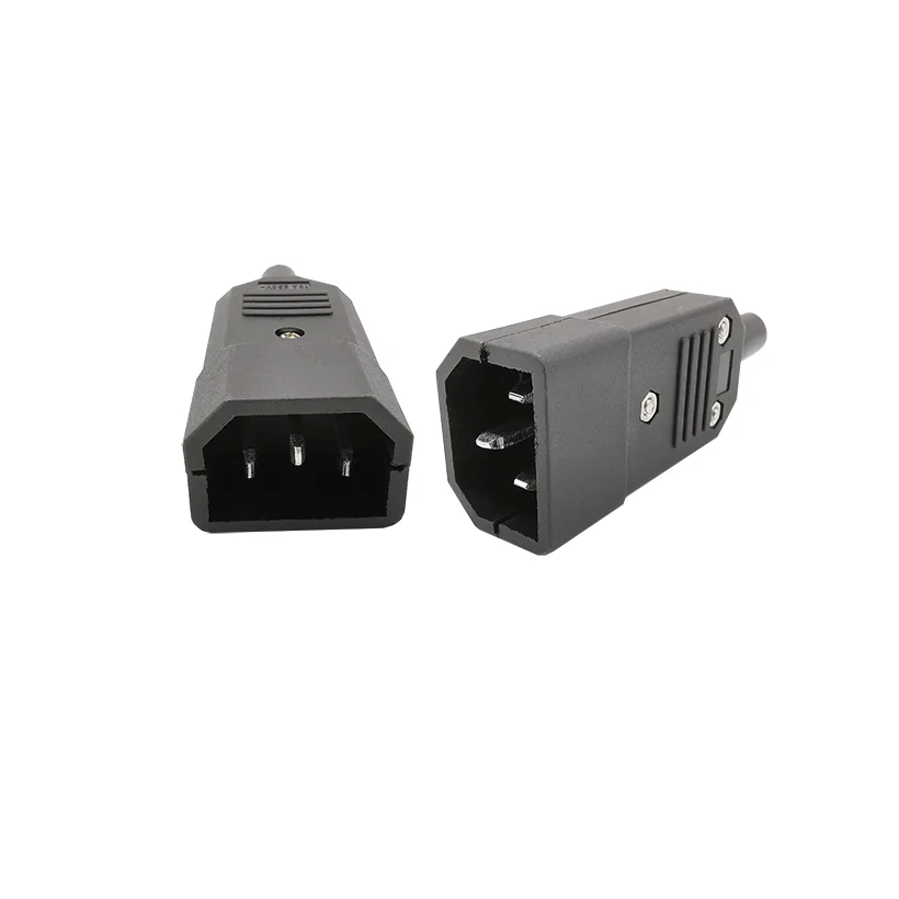 Черный IEC 320 C14 штекер для C13 со штекера на гнездо Socket Мощность разъем адаптера 3 pin AC 250V 10A нейлоновый Коннектор с изоляцией