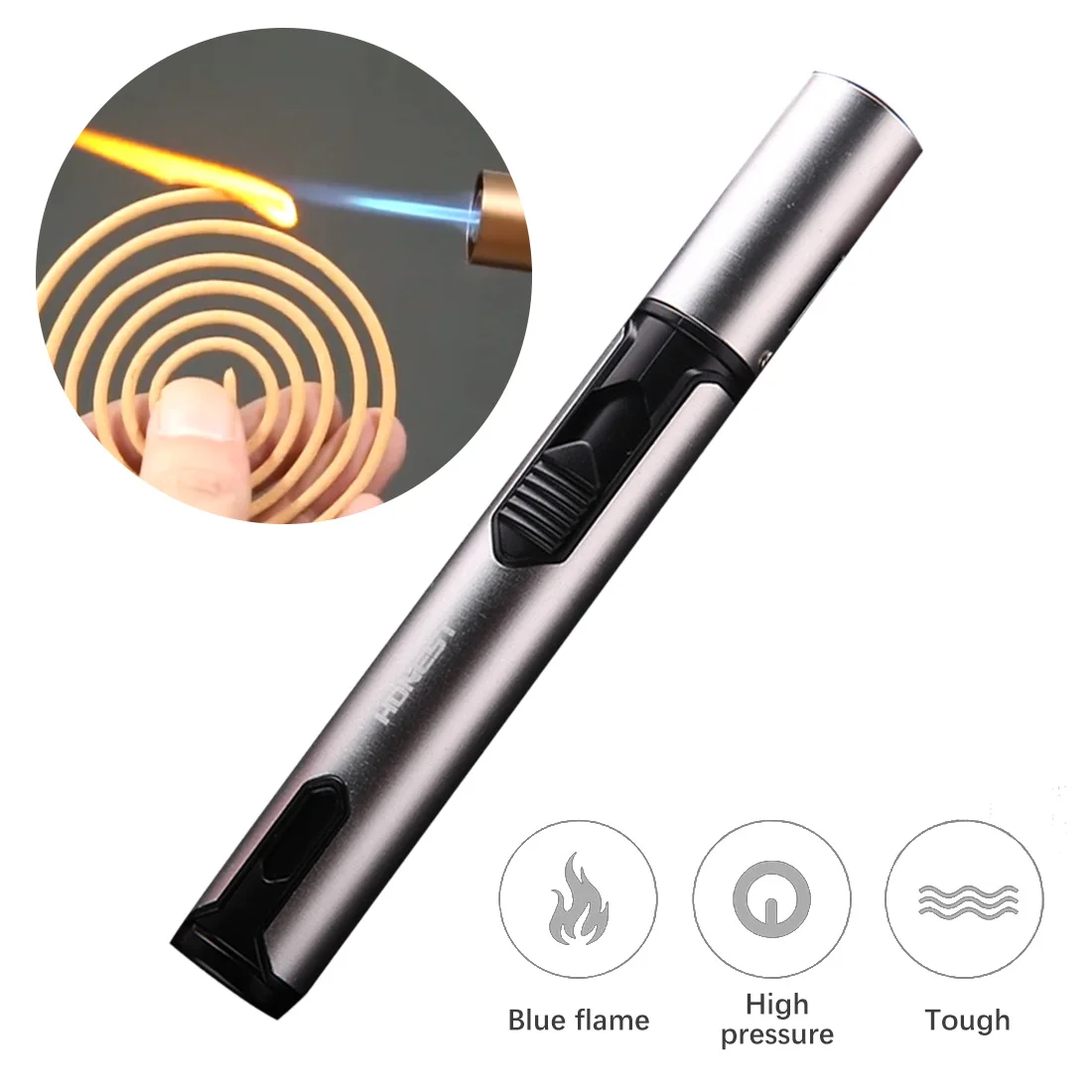 

Metal Flashlight Gas Lighter Butane Lighter Pistol Portable Syringe Lighter From Kitchen To Open Blue Flame