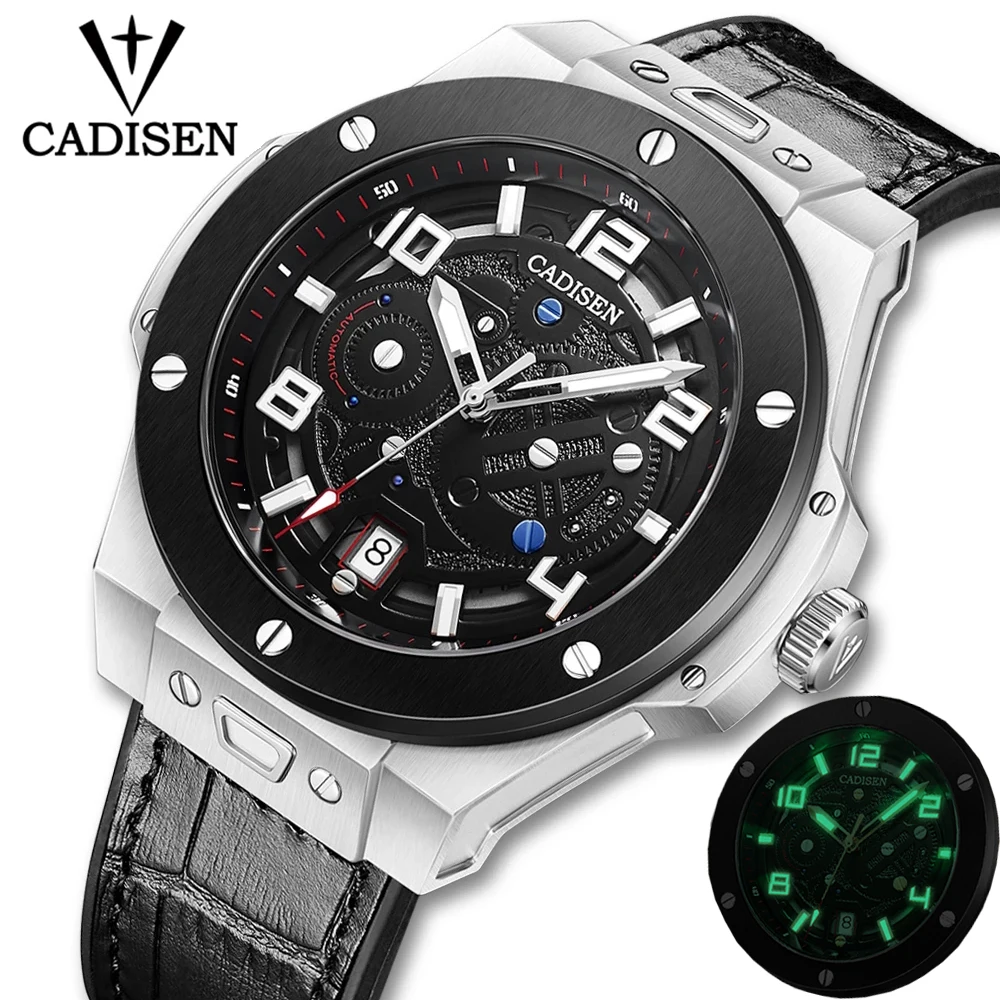 

CAIDSEN Automatic Men's Mechanical Watch Sapphire Glass Top Brand Luxury Business Watches Men's Leather Strap Waterproof Watches