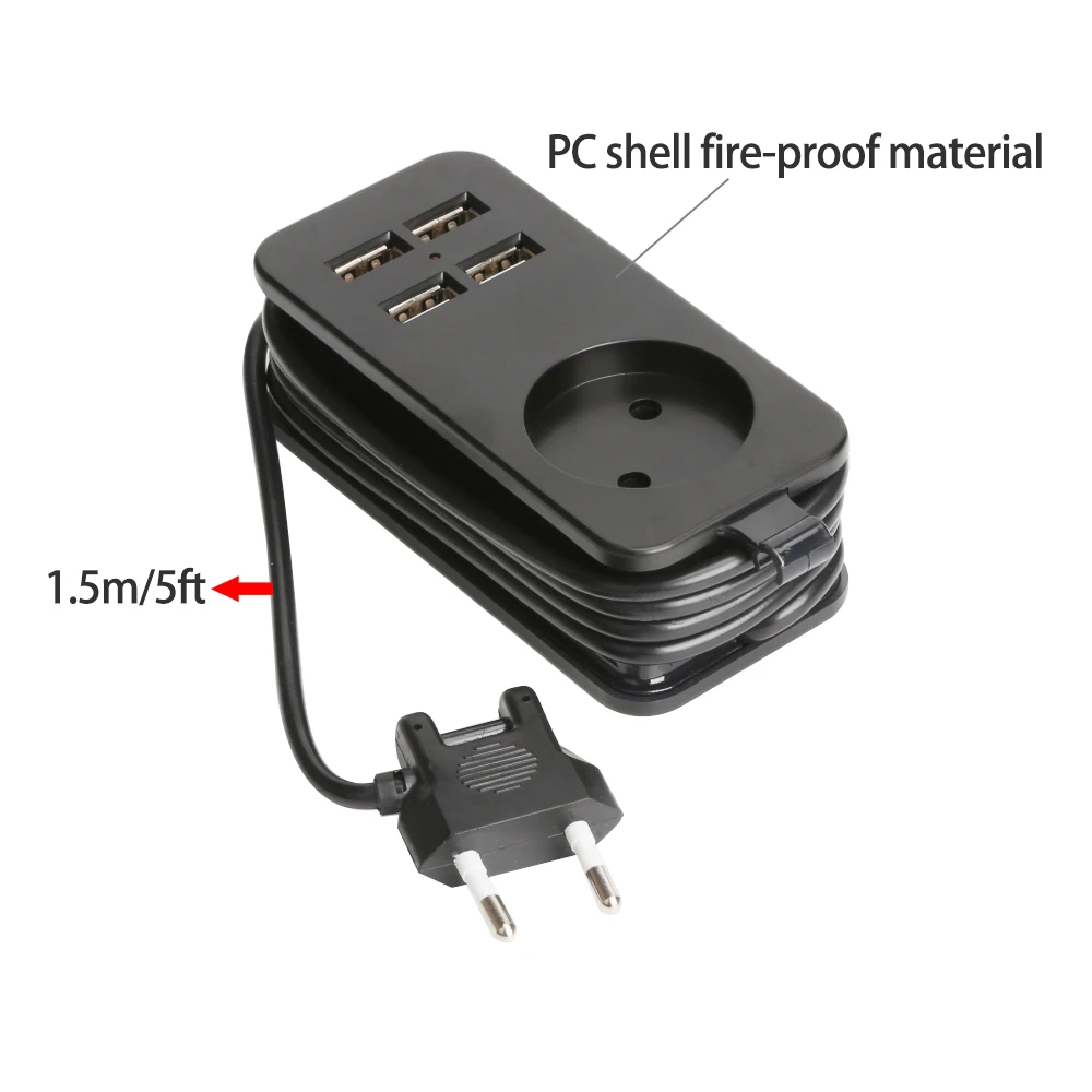 Удлинитель с 4 USB-портами для путешествий |