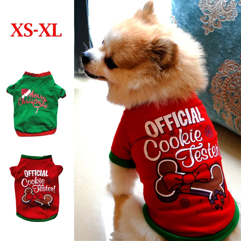 

4 Sizes Christmas Cotton Pet Clothing Dog Clothes for Small Medium Dogs Vest Shirt New Year Puppy Dog Costume Chihuahua Pet