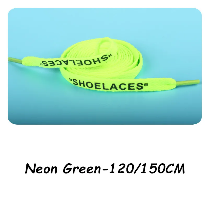 Neon Green Новые шнурки на плоской подошве, шнурки с логотипом на молнии, белые шнурки ручной работы, шнурки для кроссовок, шнурки для ботинок - Цвет: Neon Green