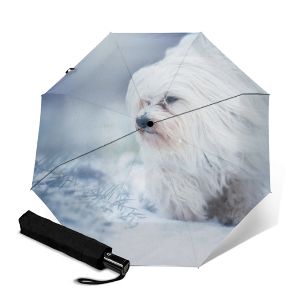 Креативный автоматический зонт от солнца и дождя складной тройной открытый