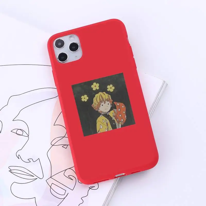 

Cute Japan Demon Slayer Phone Case Red Candy Color for iPhone 6 7 8 11 12 s mini pro X XS XR MAX Plus