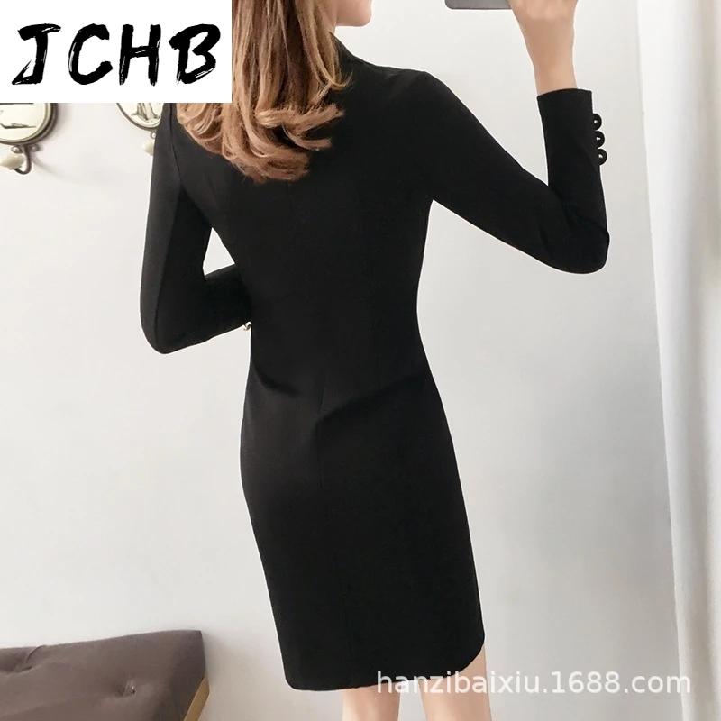 

JCHB 2021 New Autumn Winter Fashion Casual Overcoat Women Middle And Long Loose Thin Double Breasted Slim Lapel Coat Women SH016