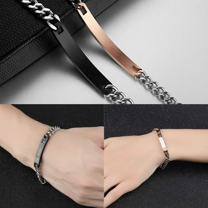 Matching Bracelets For Couples Letters Her Beast His Beauty Stainless Steel Relationship Promise Set for Women | Украшения и