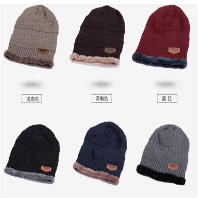 Модные вязаные зимние шапки для мужчин толстая и Теплая мужская зимняя шапка