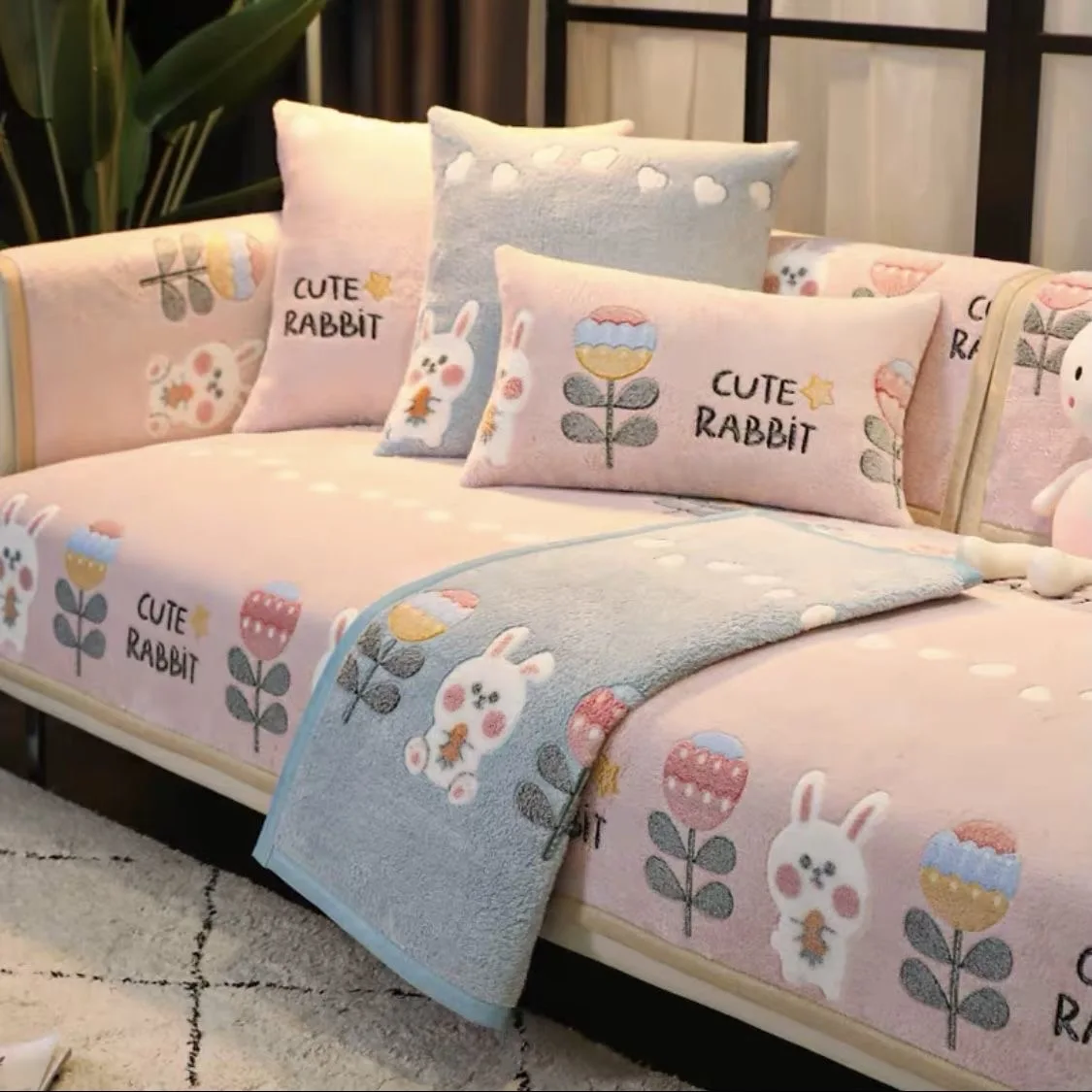 Милые плюшевые Мультяшные Чехлы для дивана защитный чехол полотенце подушка