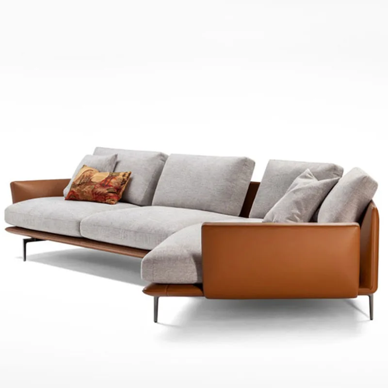 Итальянский минималистичный современный роскошный кожаный Большой Диван для