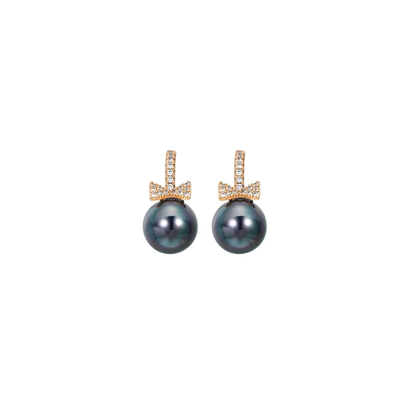 

Fashionable Butterfly Black Pearl personality temperament plated 18K gold earrings female jewelry White Pearl earrings