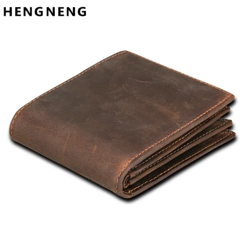 Винтажные мужские кошельки с блокировкой RFID кошелек из натуральной воловьей