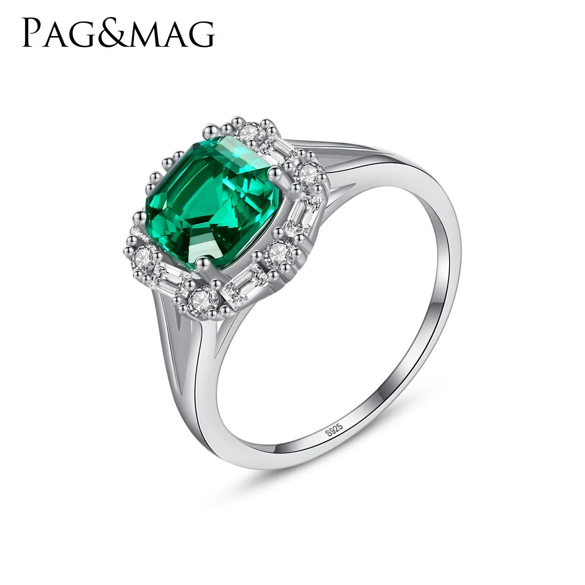 

PAG & MAG S925 silver inlaid zirconium European and American inlaid color jewelry fashion ol women's ring