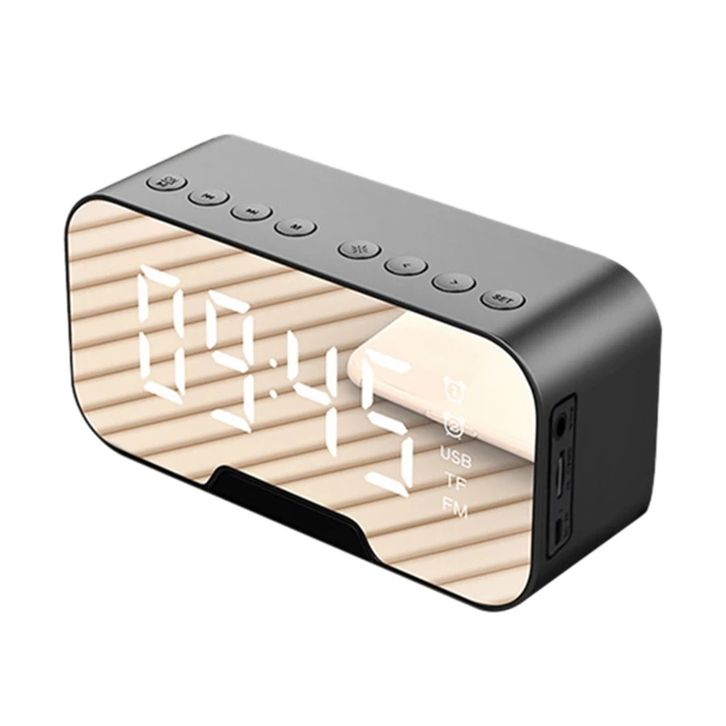 Портативный светодиодный цифровой зеркальный Bluetooth динамик будильник MP3 FM