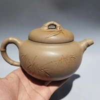 7chinese yixing zisha pottery hand carved bamboo leaf pot duan ni kettle teapot teapot pot tea maker office ornaments