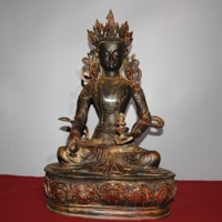 19chinese temple collection old bronze cinnabar lacquer vajra bodhisattva guanyin bodhisattva sitting buddha ornaments