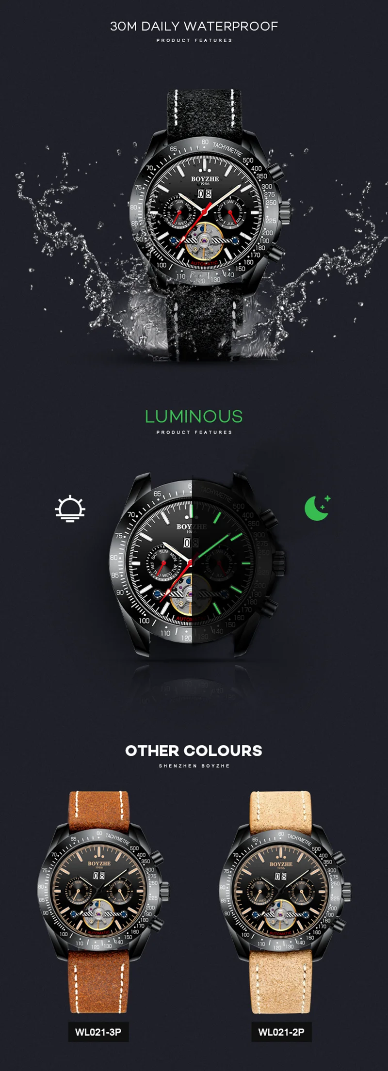BOYZHE Мужские автоматические механические часы лучший бренд класса люкс Tourbillon часы мужские спортивные календарь Модные Военные horloges mannen