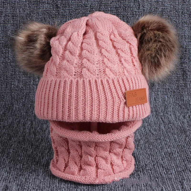 Детская шапка с помпоном зимний шарф детская вязаная Милая для девочек и