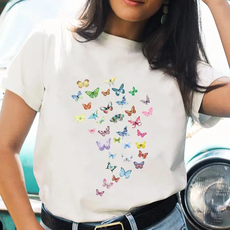 

T-shirts Cartoon Butterfly New Lovely Fashion Women Print Short Sleeve Summer Shirt Graphic T Top Casual Female Tee T-Shirt