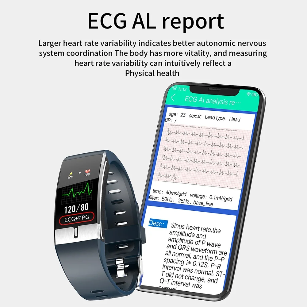 

E66 1.08inch Temperature Measuring Blood Pressure Monitor Fitness Smart Bracelet