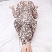 high elasticity serpentine long sleeve rompers womens jumpsuit zipper open crotch bodysuit catsuit femme bodystocking club suits