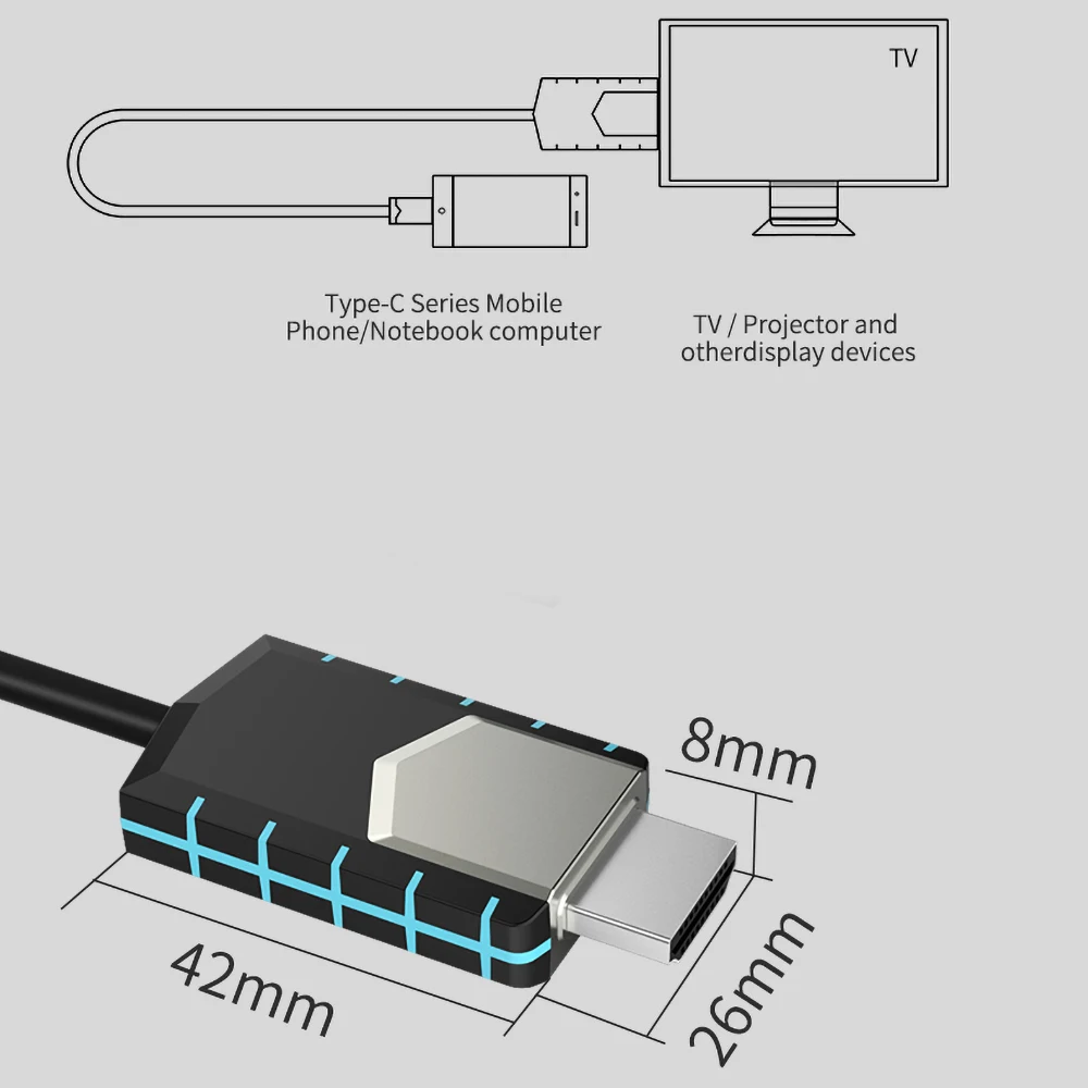 Тип C к совместимому с HDMI кабель 1080P HD ТВ адаптер для телефонов на базе Android Bluetooth