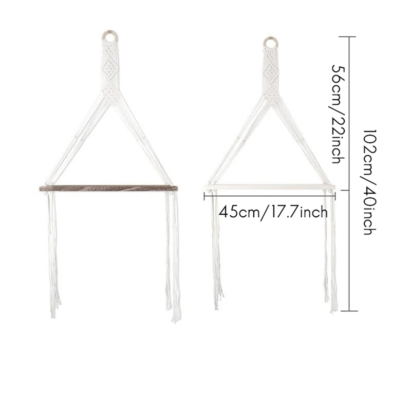 

1 Pcs Wall Hanging Macrame Curtain Bohemian Handwoven Tapestry & 1 Pcs Macrame Wall Shelf Hanging Floating