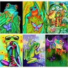 Алмазная живопись 5D сделай сам, картина с животными, вышивка крестиком, полноразмерная, круглая, с рисунком лягушки, ручное украшение для дома, подарок